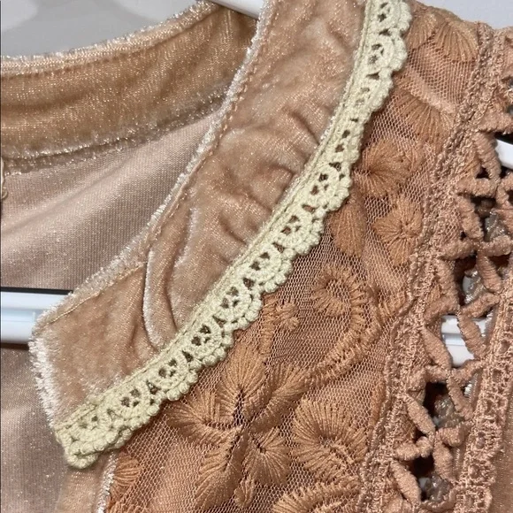 POL Velvet Embroidered Tunic in Light Camel - Picture 6 of 10